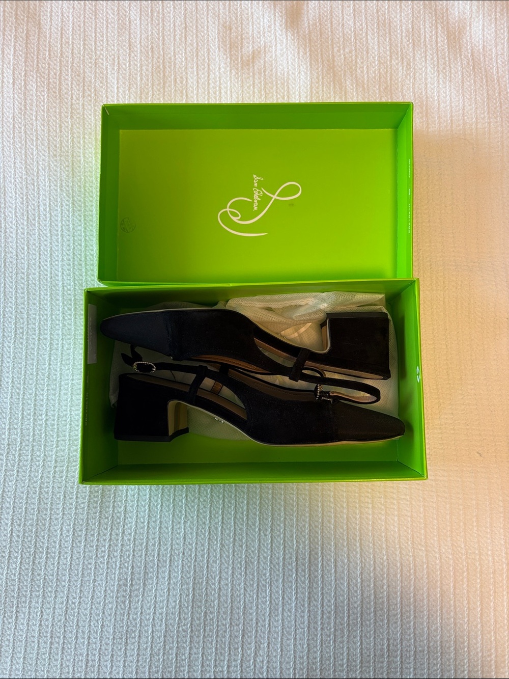 Sam Edelman Black Suede Slingback Block Heels